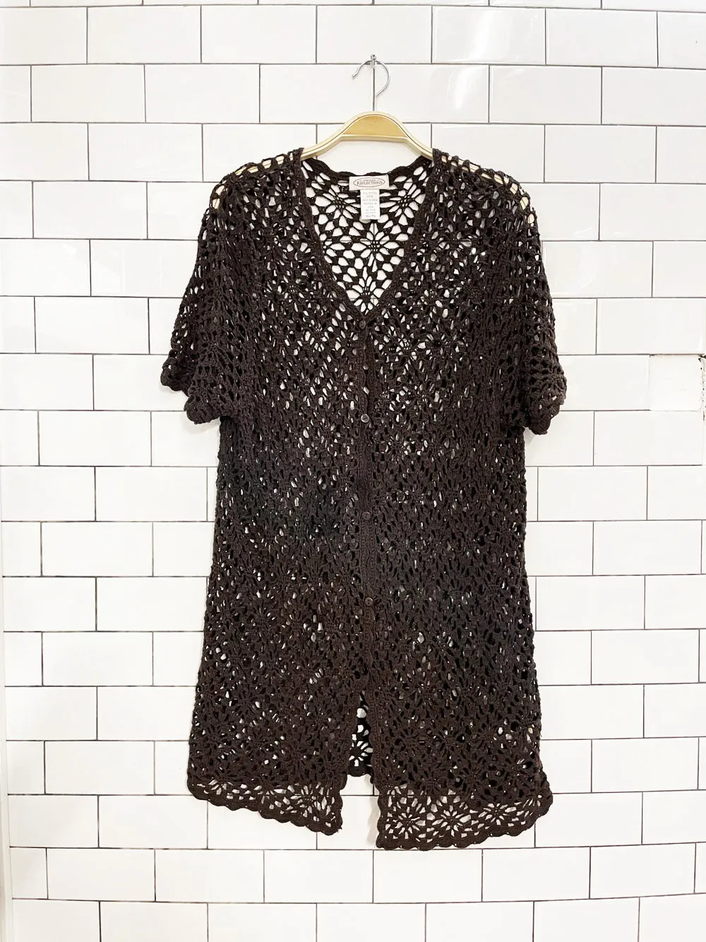 vintage 00s NR crochet knit cardigan top sold by Good Market Thrift Store