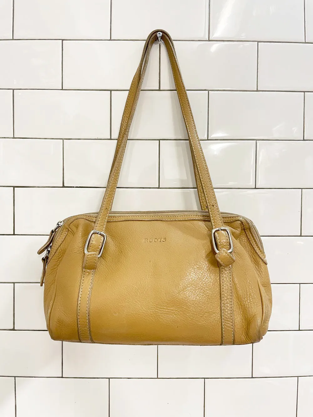 y2k roots pebbled leather mini shoulder bag sold by Good Market Thrift Store