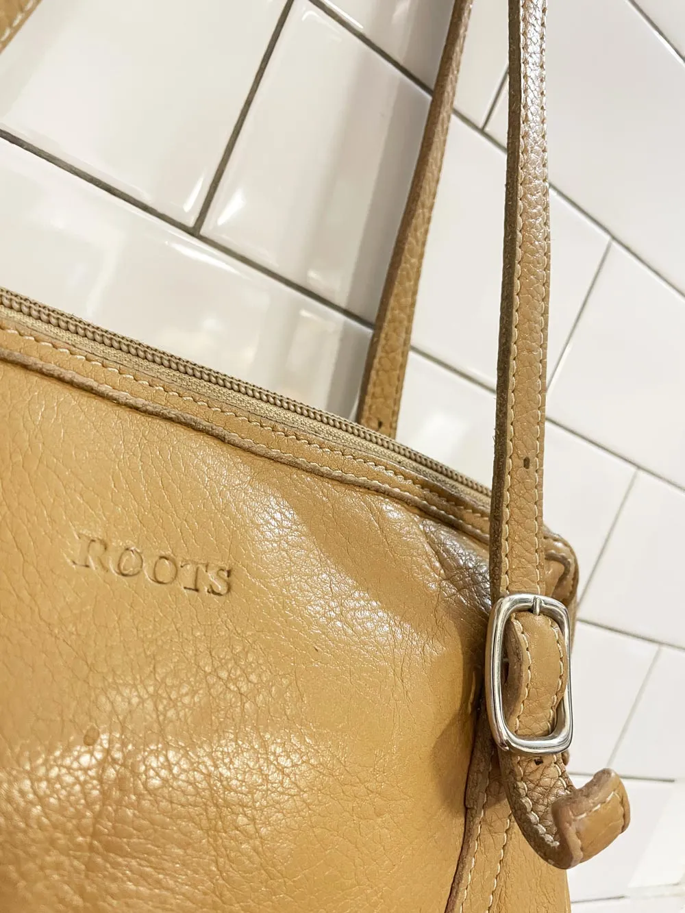 y2k roots pebbled leather mini shoulder bag sold by Good Market Thrift Store product image thumbnail 2