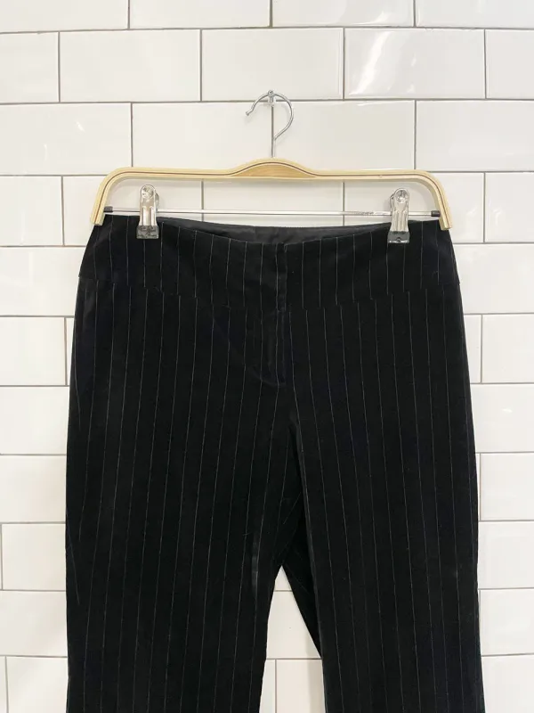 y2k suzy shier low rise velvet pin stripe flare leg pant sold by Good Market Thrift Store