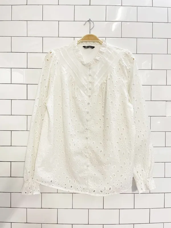 pretty garden boho eyelet blouse sold by Good Market Thrift Store