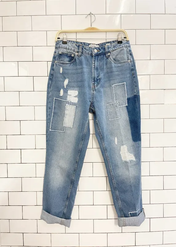 lucky brand high rise mom patchwork jeans sold by Good Market Thrift Store