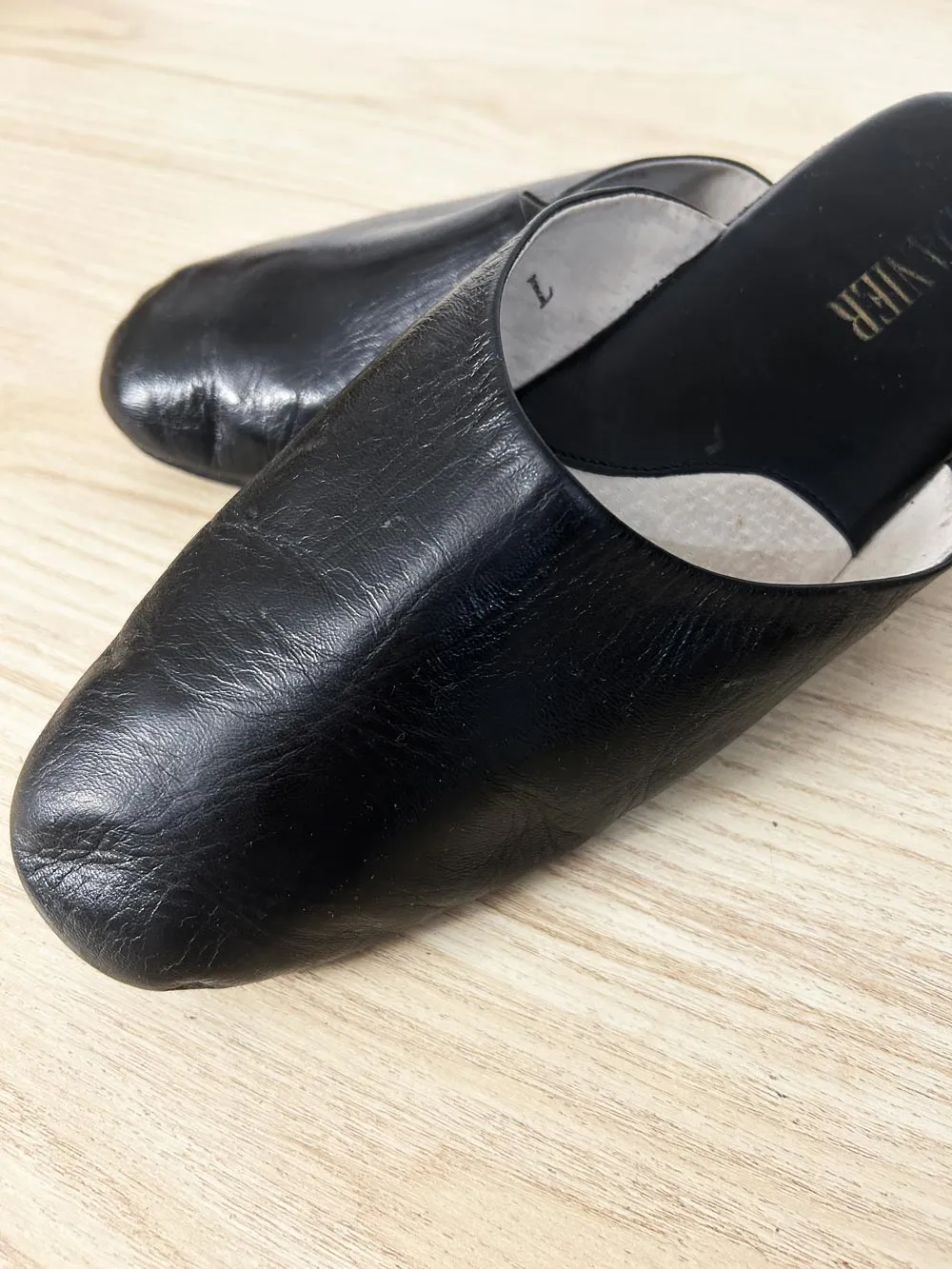 danier minimal leather slip on mules sold by Good Market Thrift Store product image thumbnail 2