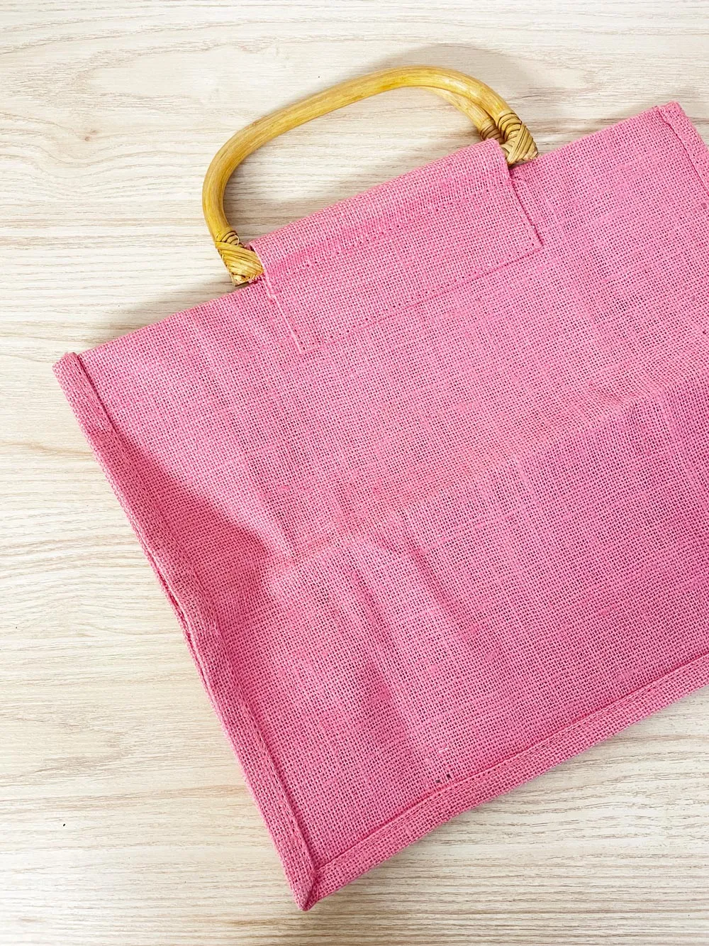 vintage 70s revlon bamboo handle woven tote sold by Good Market Thrift Store