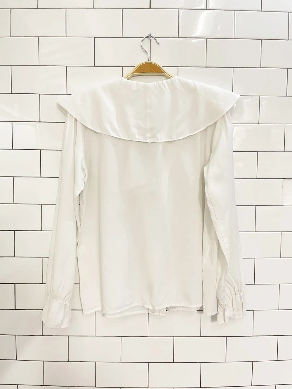 vintage 90s big collar white blouse sold by Good Market Thrift Store product image thumbnail 4