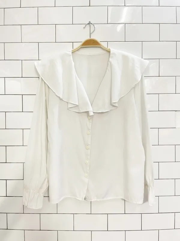 vintage 90s big collar white blouse sold by Good Market Thrift Store