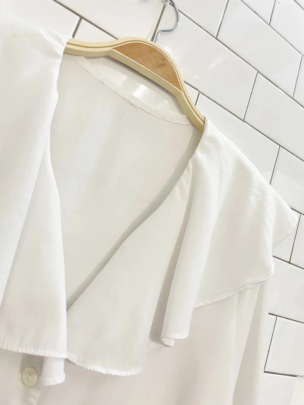 vintage 90s big collar white blouse sold by Good Market Thrift Store product image thumbnail 2