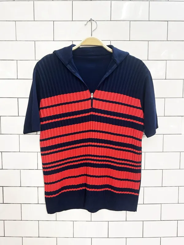 vintage 70s poly knit 1/4 zip polo sold by Good Market Thrift Store