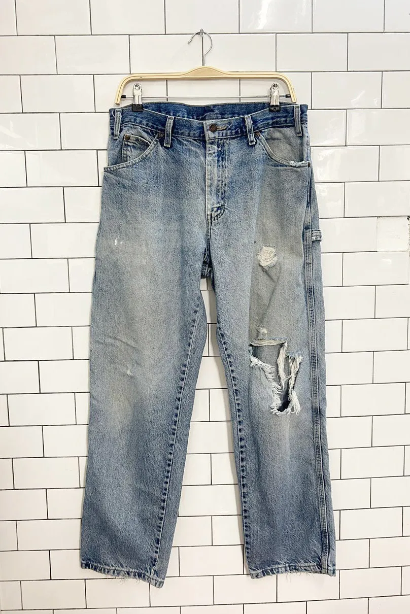 vintage dickies baggy leg carpenter jeans sold by Good Market Thrift Store product image thumbnail 2