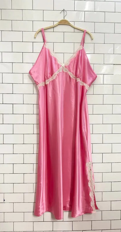 nwt vintage 00s george lace trim long satin slip dress sold by Good Market Thrift Store