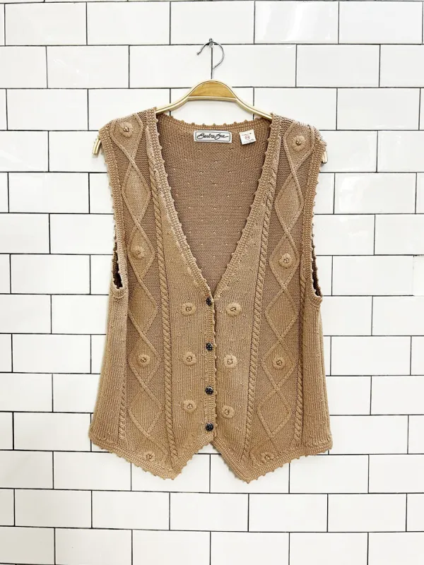 vintage 90s barbara sue 100% cotton knit vest sold by Good Market Thrift Store