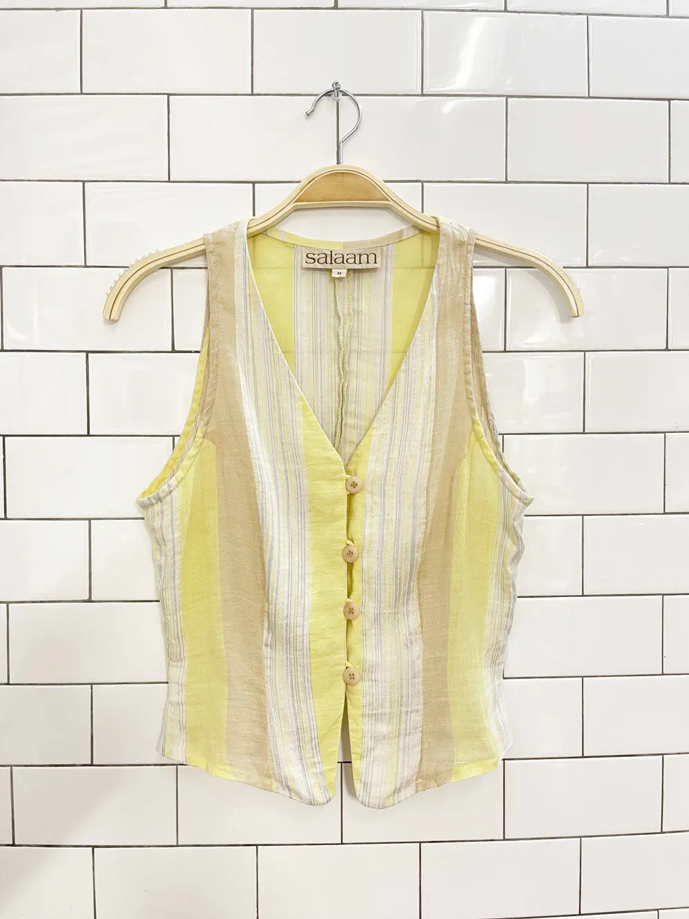 salaam linen stripe minimal vest top sold by Good Market Thrift Store