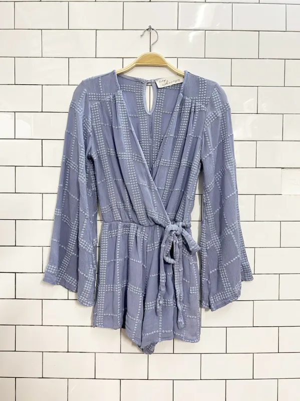 vintage havana blue eyelet bell sleeve romper sold by Good Market Thrift Store