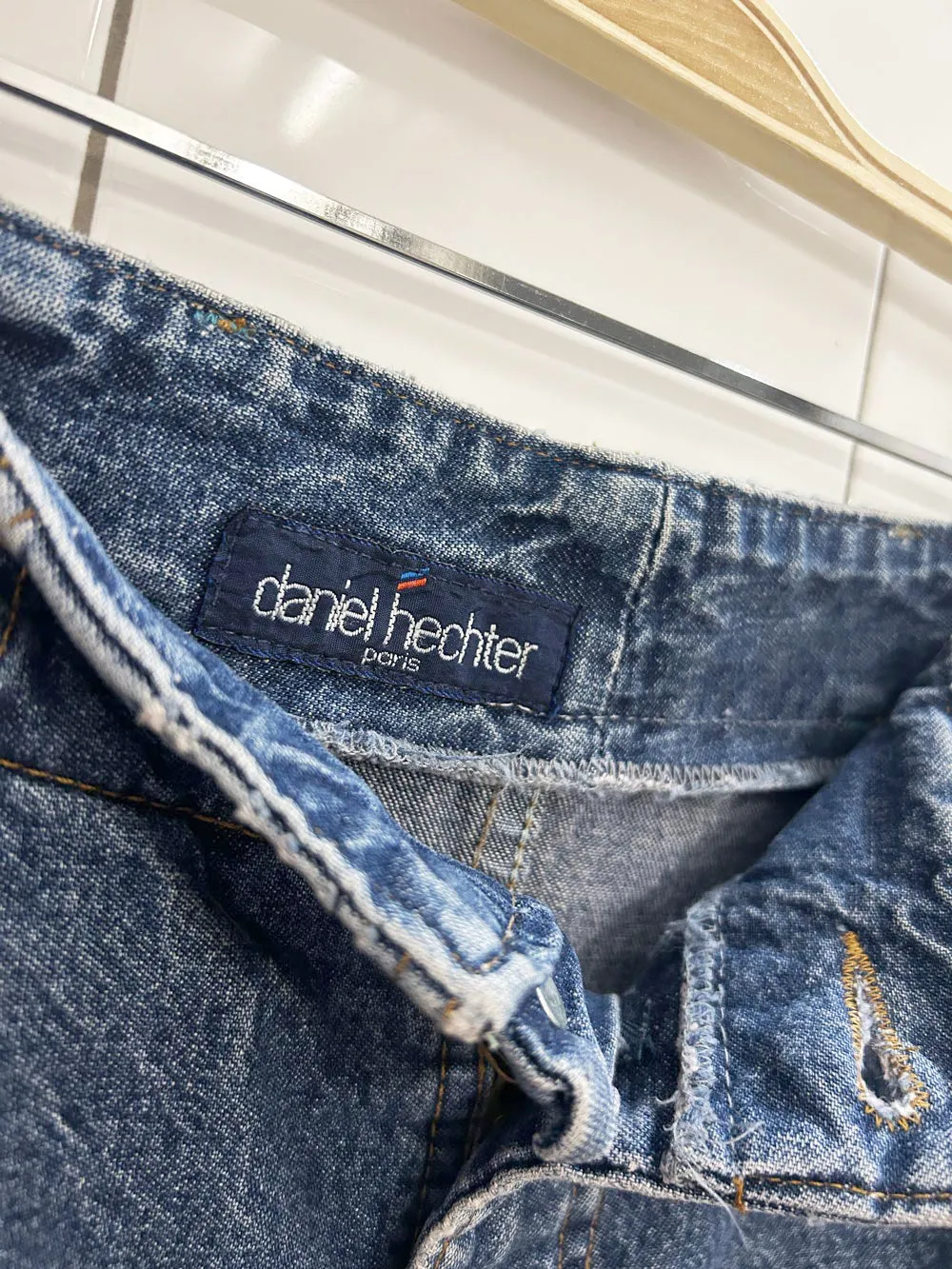 vintage 80s daniel hechter high waisted mini denim skirt sold by Good Market Thrift Store product image thumbnail 2