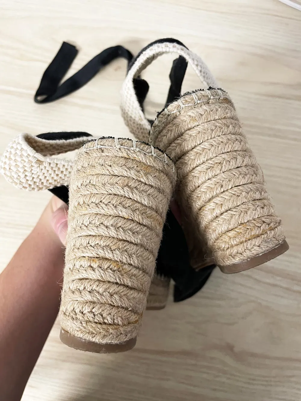 zara ankle wrap wedge espadrilles sold by Good Market Thrift Store product image thumbnail 5