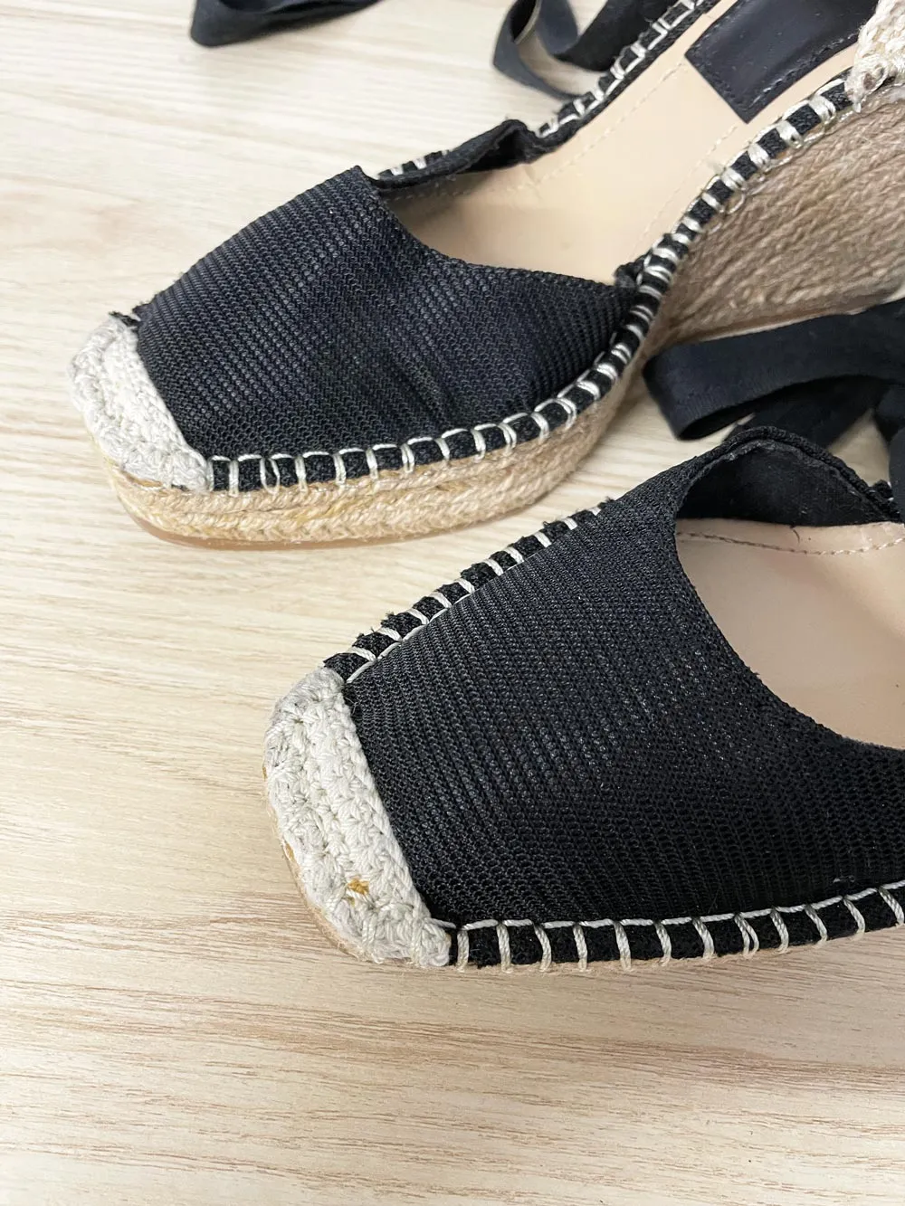 zara ankle wrap wedge espadrilles sold by Good Market Thrift Store product image thumbnail 2