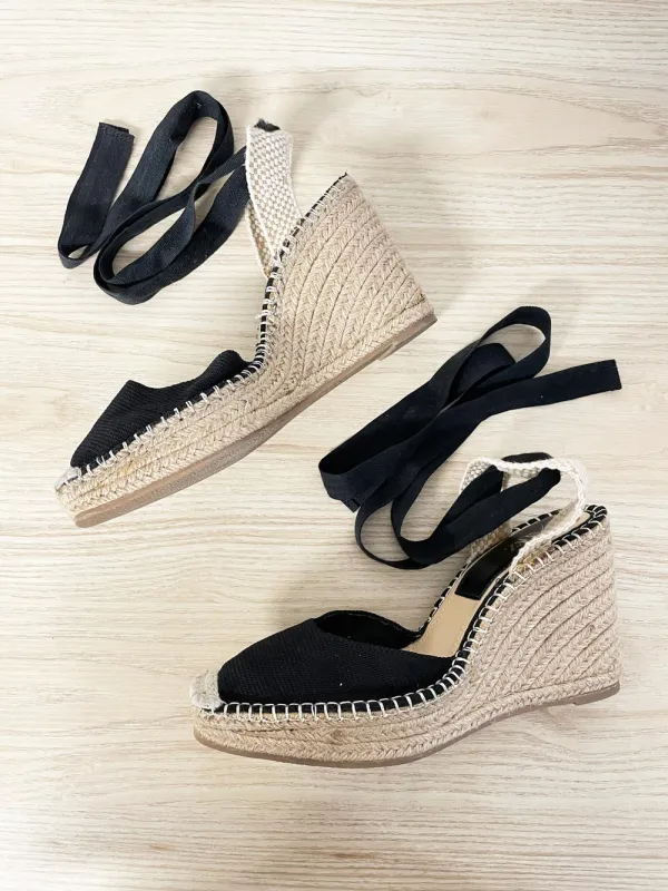 zara ankle wrap wedge espadrilles sold by Good Market Thrift Store