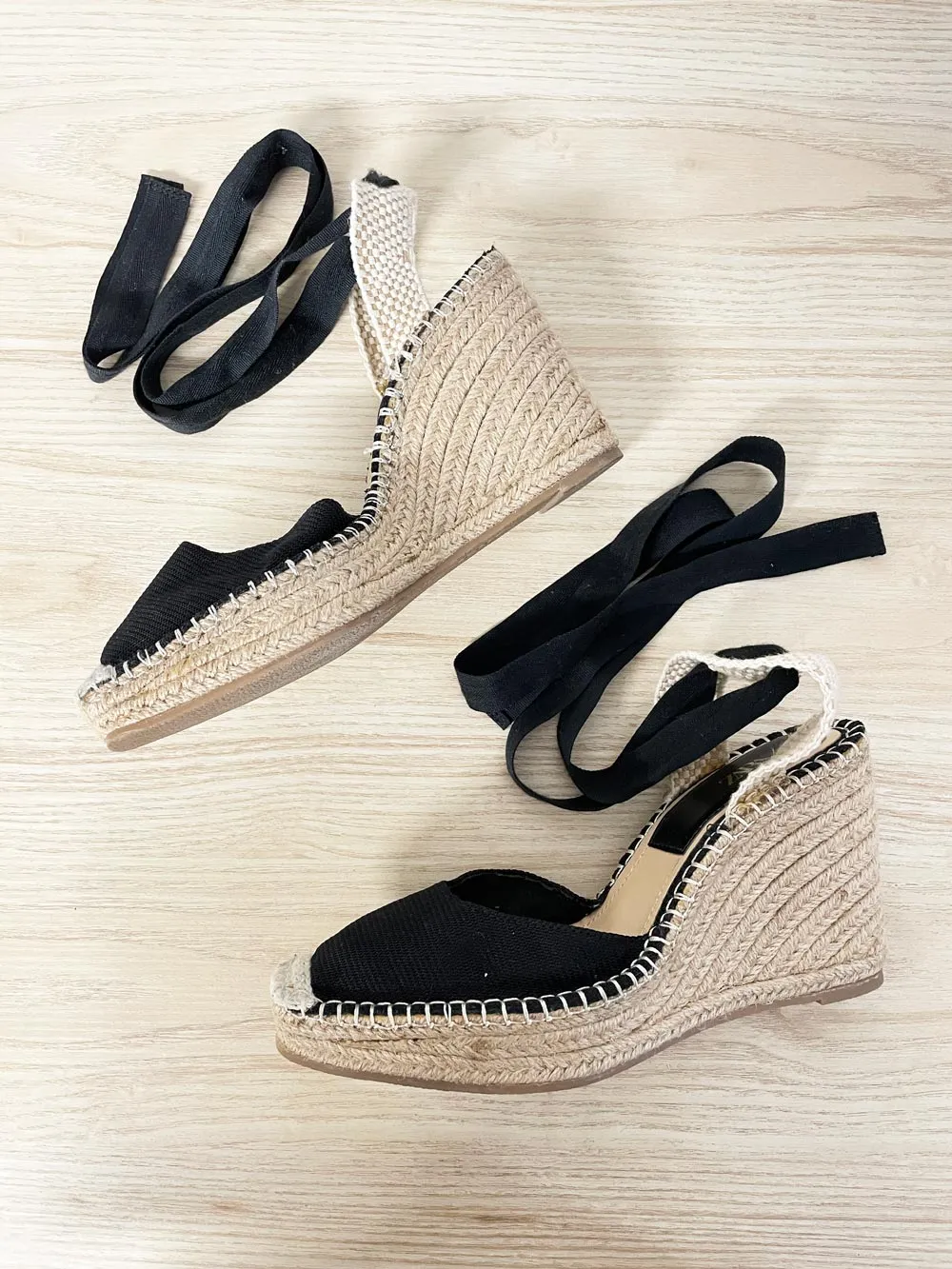 zara ankle wrap wedge espadrilles sold by Good Market Thrift Store