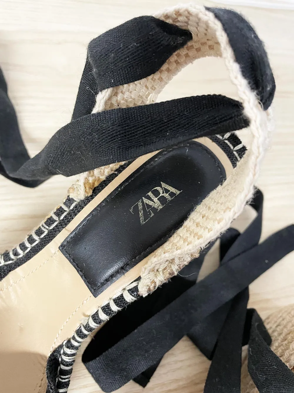 zara ankle wrap wedge espadrilles sold by Good Market Thrift Store product image thumbnail 3