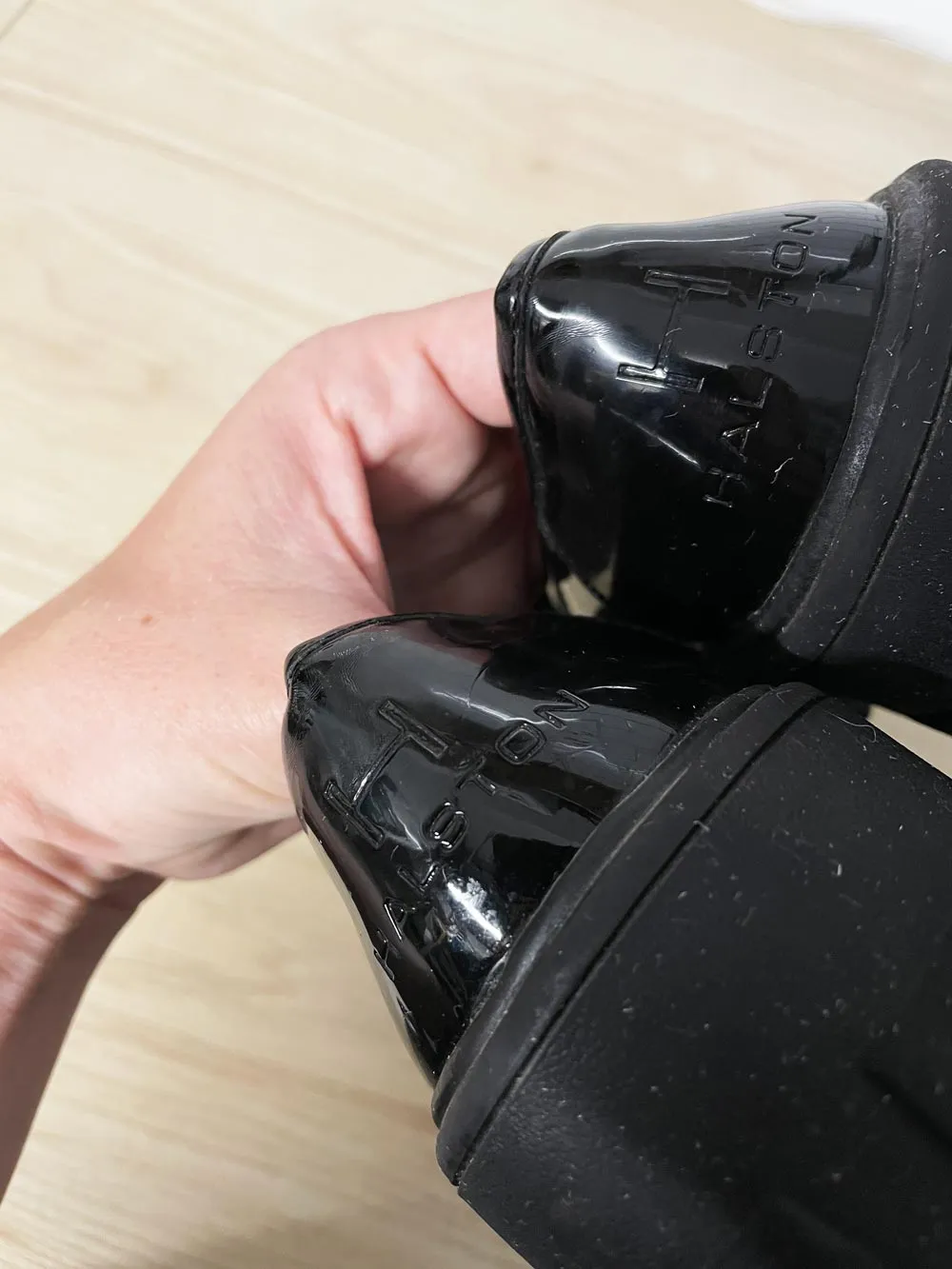 halston heritage donna patent chunky sole platform penny loafer sold by Good Market Thrift Store product image thumbnail 4