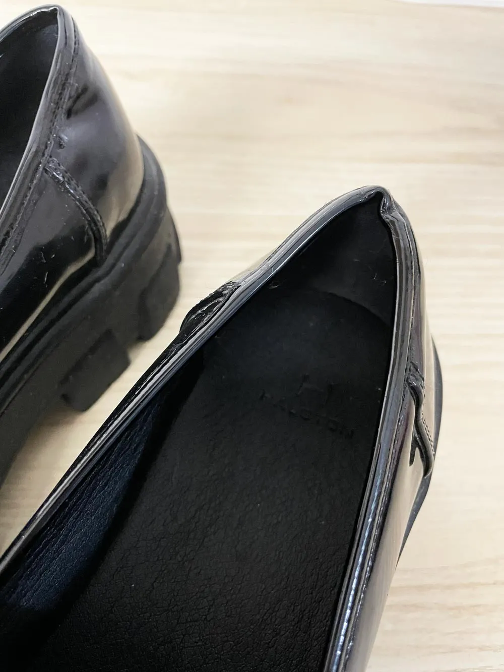 halston heritage donna patent chunky sole platform penny loafer sold by Good Market Thrift Store product image thumbnail 2