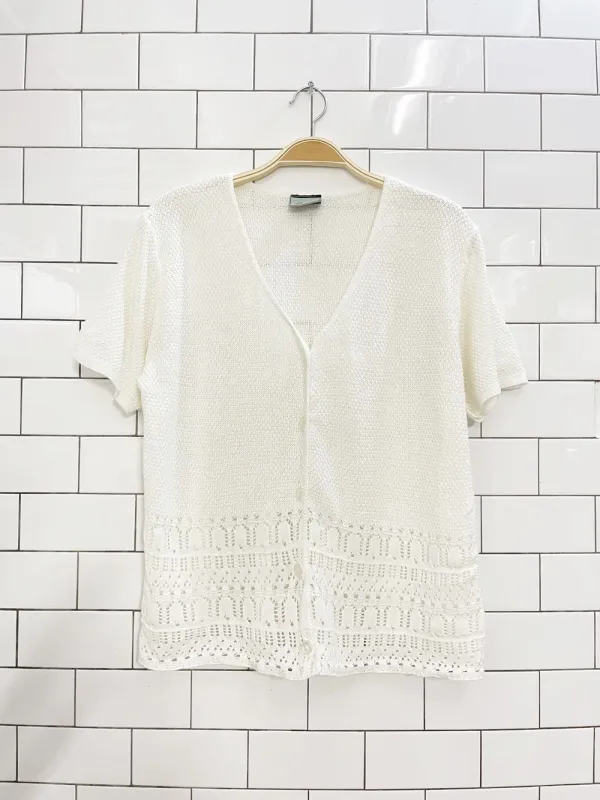vintage 00s penmans pointelle hem knit cardigan top sold by Good Market Thrift Store