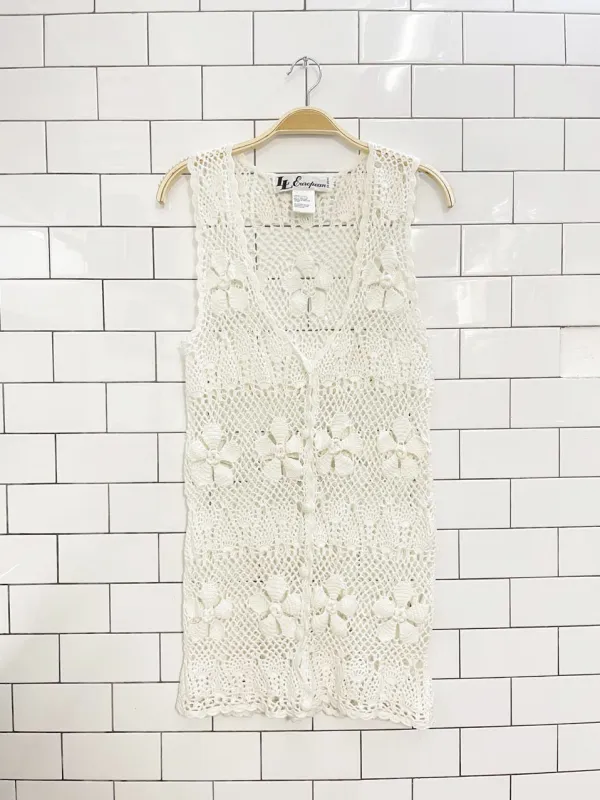 vintage 90s ll european ramie-cotton crochet knit vest mini dress sold by Good Market Thrift Store