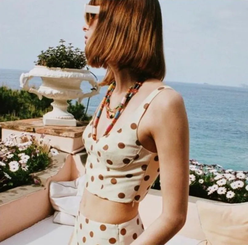 nwt zara polka dot bustier crop top sold by Good Market Thrift Store