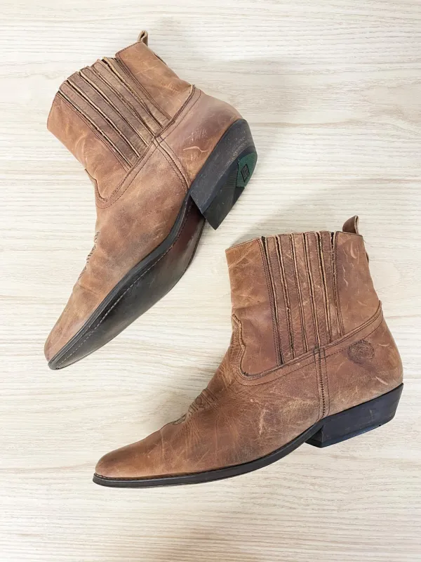 vintage 90s aldo western short leather boot sold by Good Market Thrift Store