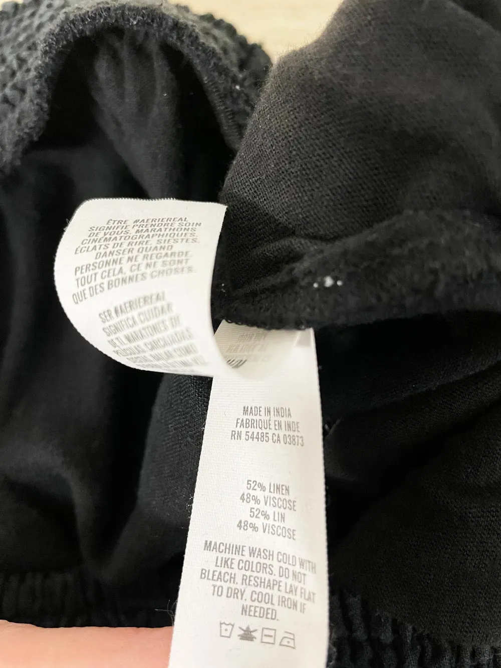 aerie linen-blend smocked waist wide leg pant sold by Good Market Thrift Store product image thumbnail 4