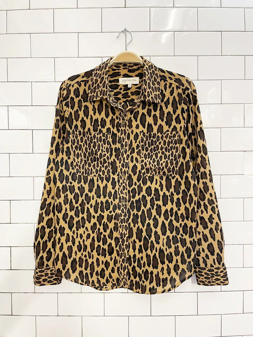 vintage 00s jones new york animal print blouse sold by Good Market Thrift Store