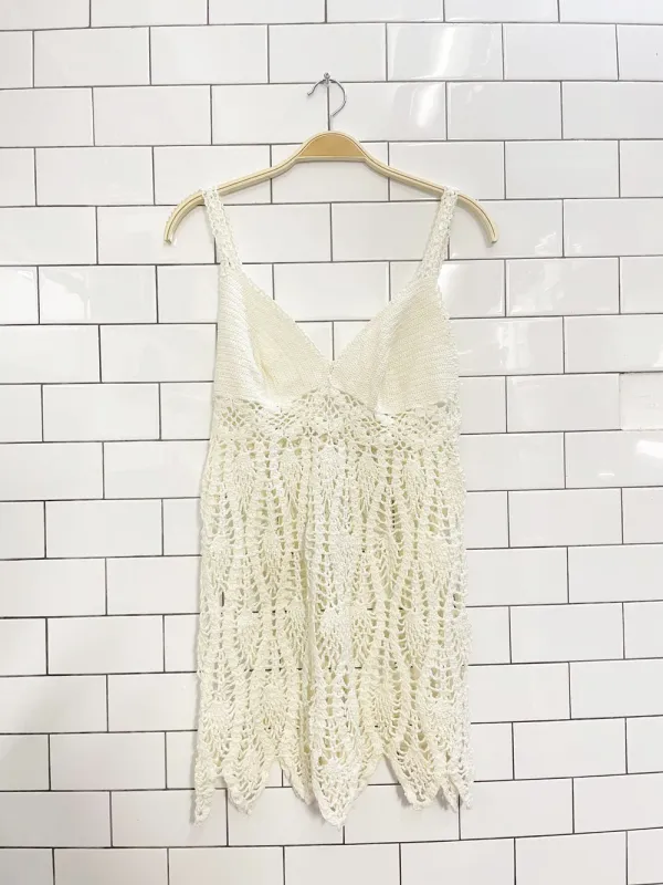 handmade crochet knit beach festival mini dress sold by Good Market Thrift Store