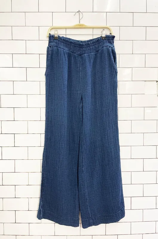 gauze cotton wide leg slit lounge pant sold by Good Market Thrift Store