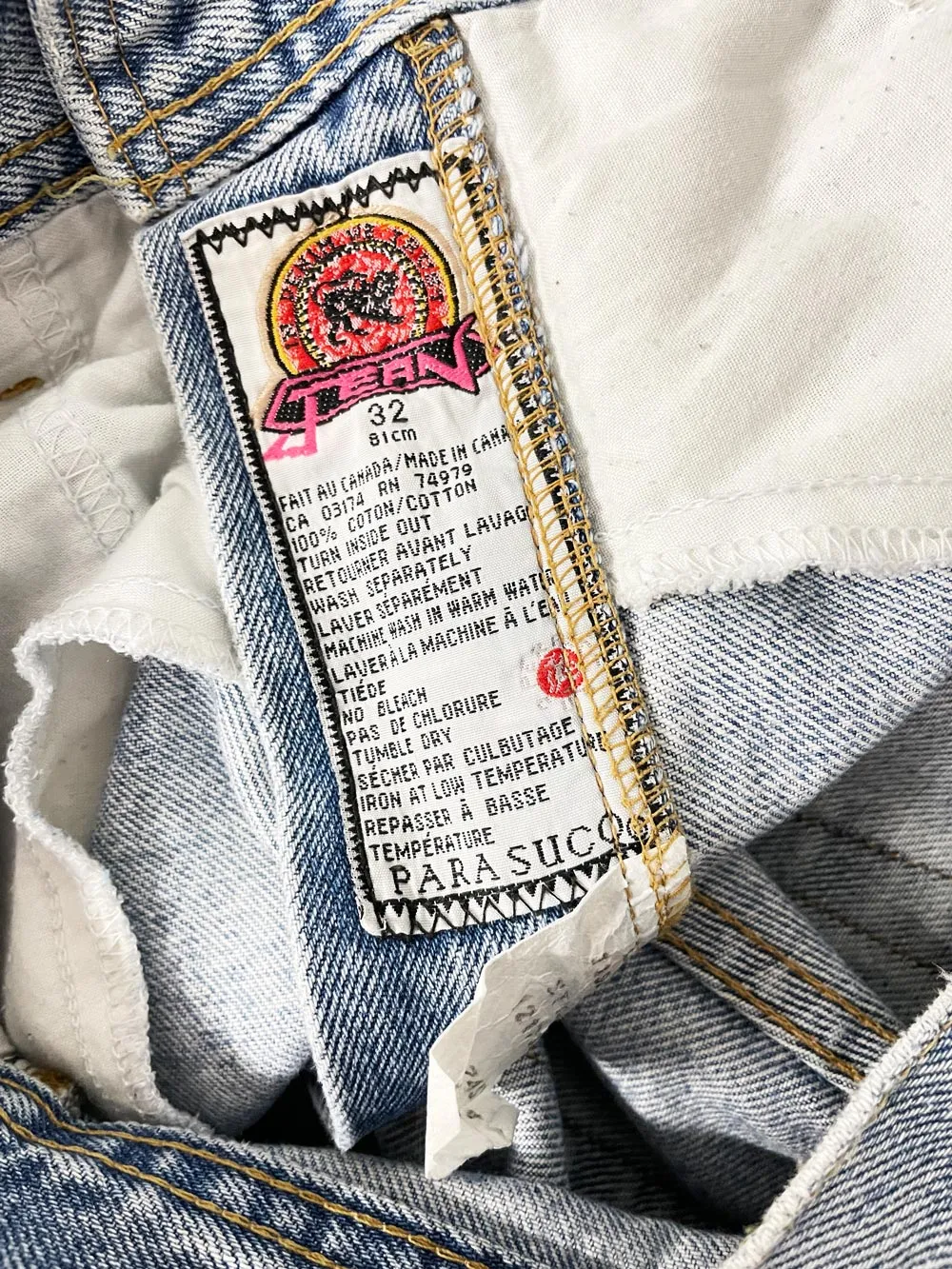 vintage 90s santana high rise straight crop jeans | parasuco sold by Good Market Thrift Store product image thumbnail 2