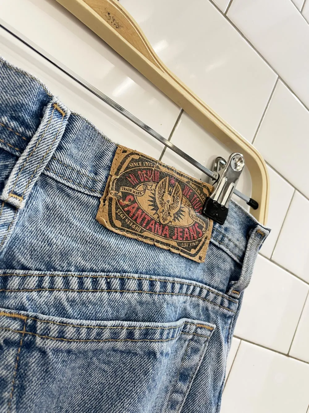 vintage 90s santana high rise straight crop jeans | parasuco sold by Good Market Thrift Store product image thumbnail 3