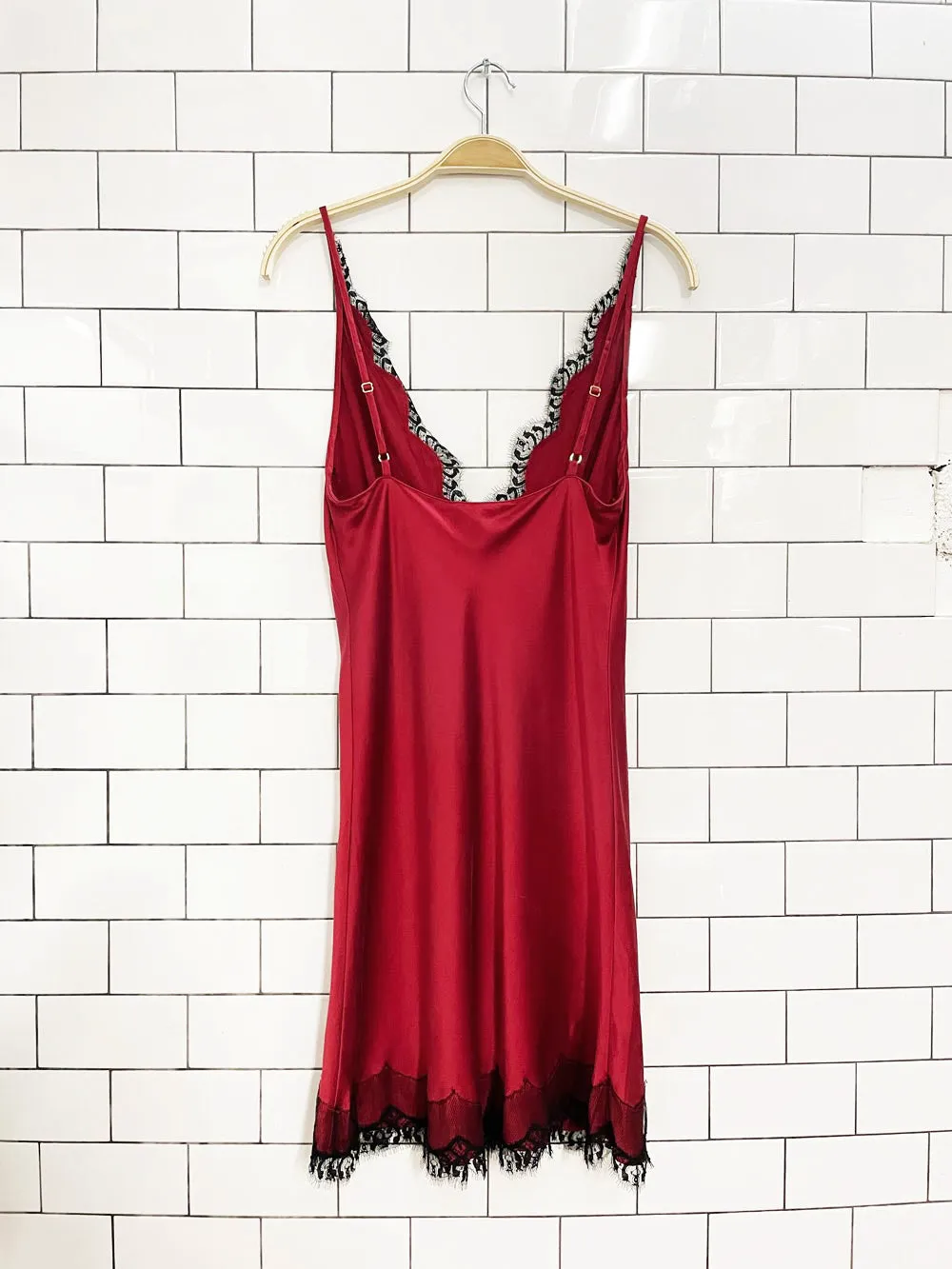 vintage 90s christine lingerie 100% silk lace trim slip dress sold by Good Market Thrift Store product image thumbnail 5