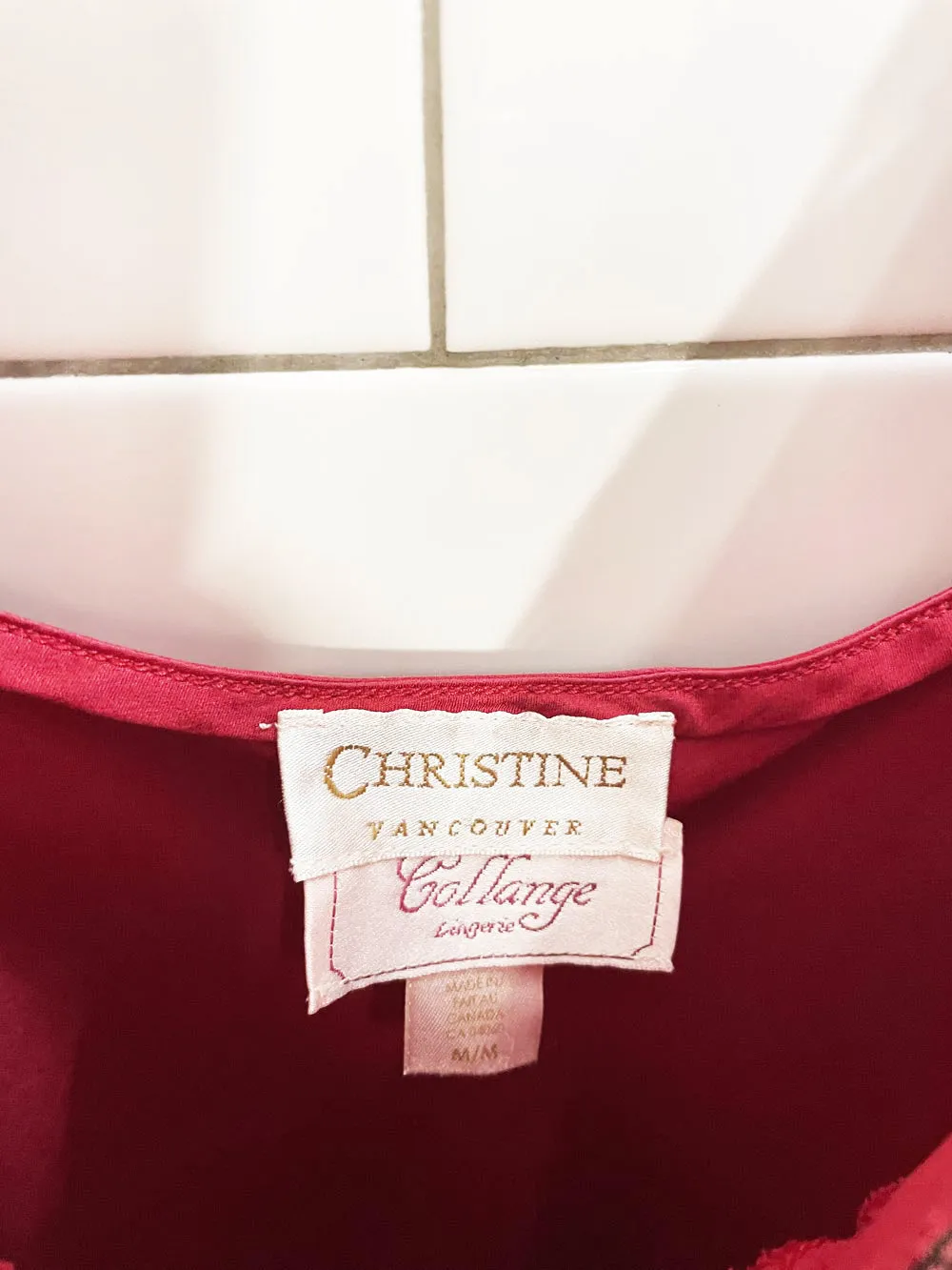 vintage 90s christine lingerie 100% silk lace trim slip dress sold by Good Market Thrift Store product image thumbnail 4