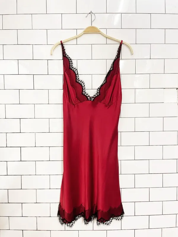 vintage 90s christine lingerie 100% silk lace trim slip dress sold by Good Market Thrift Store