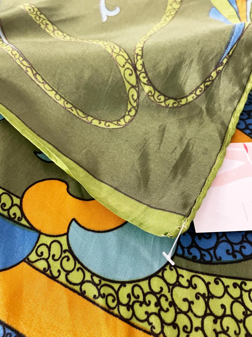 vintage janine foulard retro satin scarf | hand-rolled edge sold by Good Market Thrift Store product image thumbnail 5