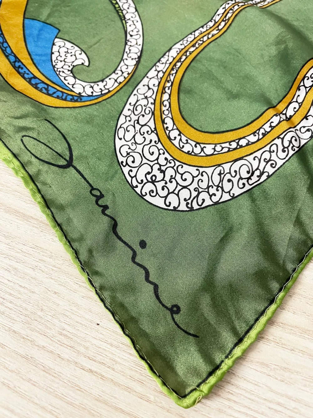 vintage janine foulard retro satin scarf | hand-rolled edge sold by Good Market Thrift Store product image thumbnail 2