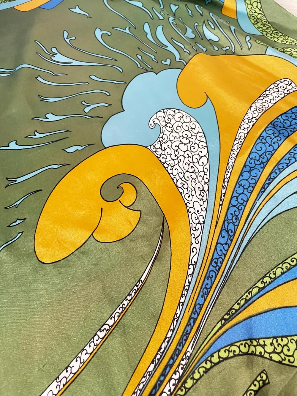 vintage janine foulard retro satin scarf | hand-rolled edge sold by Good Market Thrift Store product image thumbnail 3