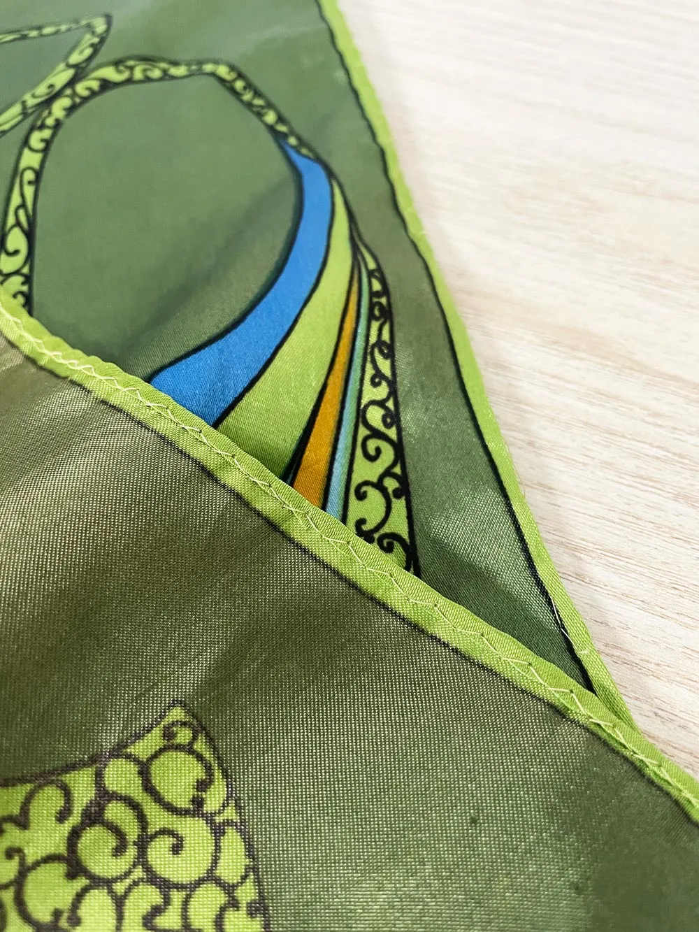 vintage janine foulard retro satin scarf | hand-rolled edge sold by Good Market Thrift Store product image thumbnail 4