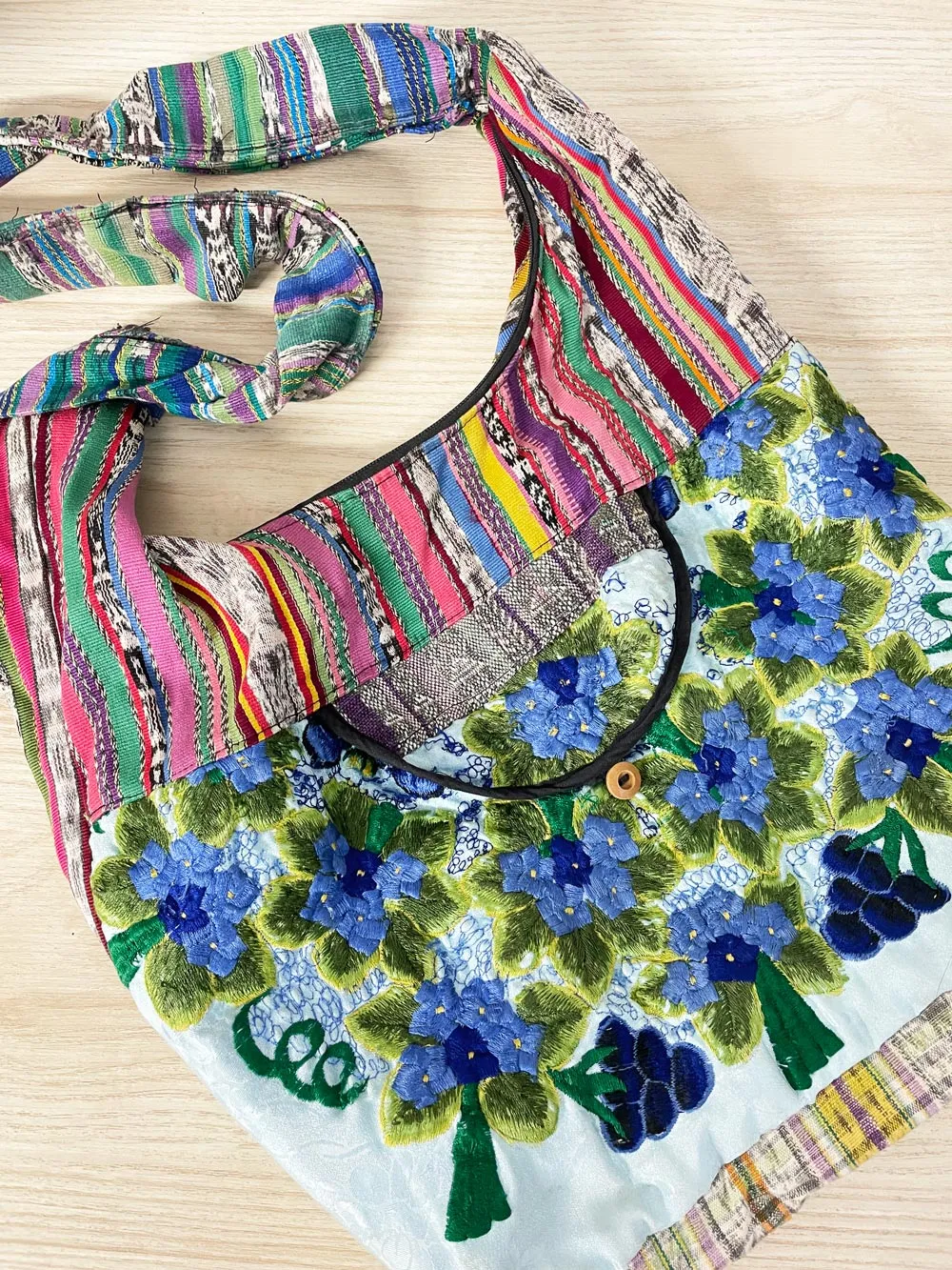 boho embroidered woven crossbody sling bag sold by Good Market Thrift Store