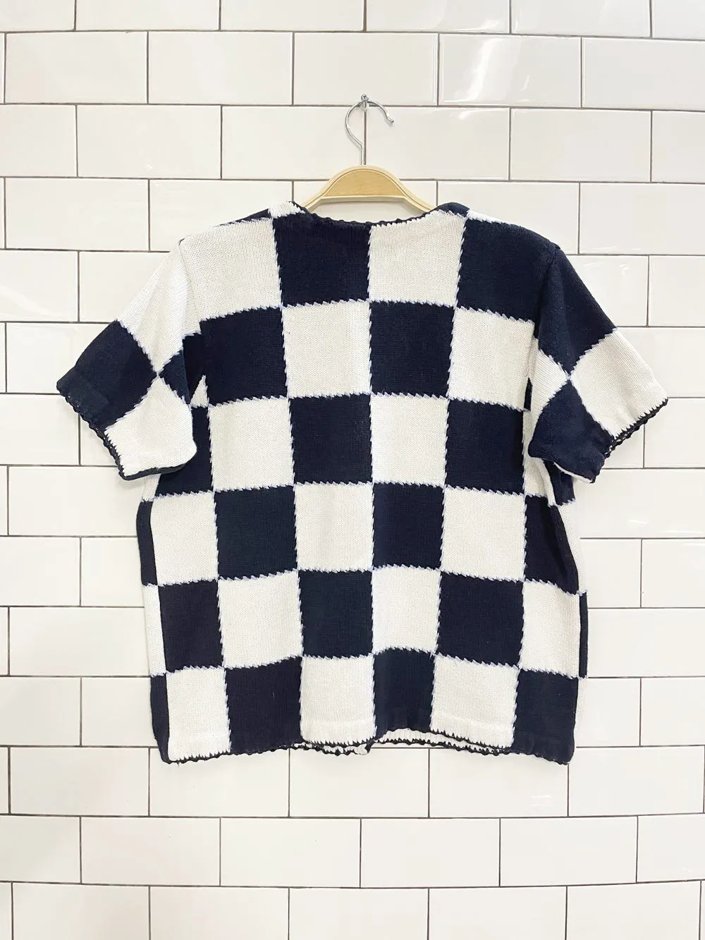 vintage 00s antartica bunnies check knit cardigan top sold by Good Market Thrift Store product image thumbnail 4