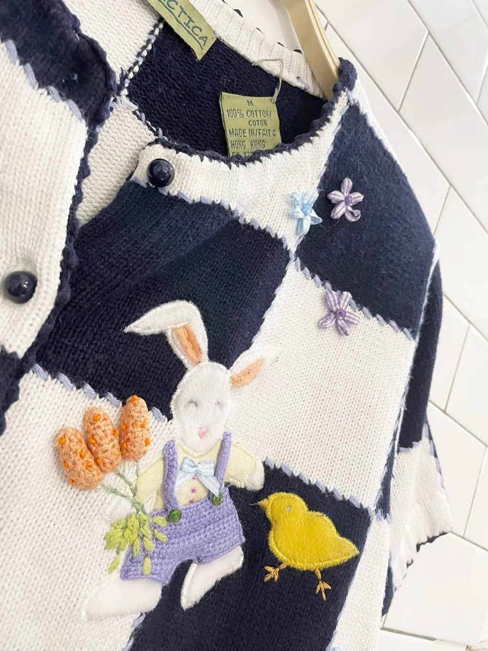 vintage 00s antartica bunnies check knit cardigan top sold by Good Market Thrift Store product image thumbnail 2