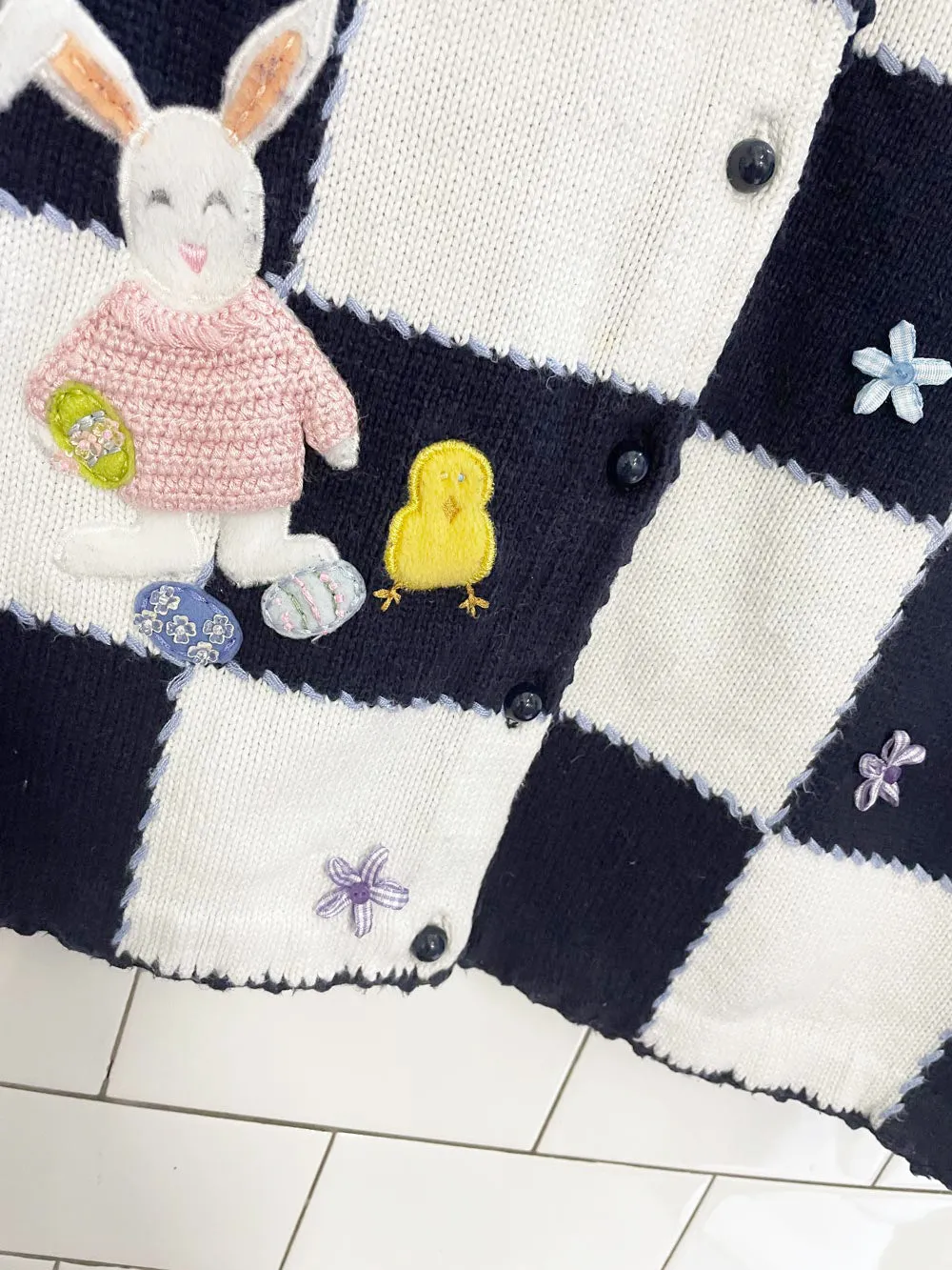 vintage 00s antartica bunnies check knit cardigan top sold by Good Market Thrift Store product image thumbnail 3