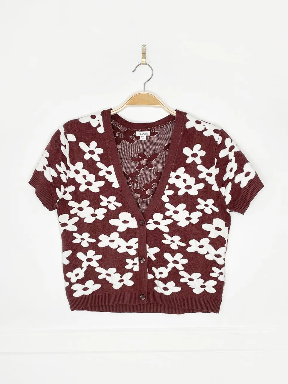 garage retro flower knit cardigan top sold by Good Market Thrift Store