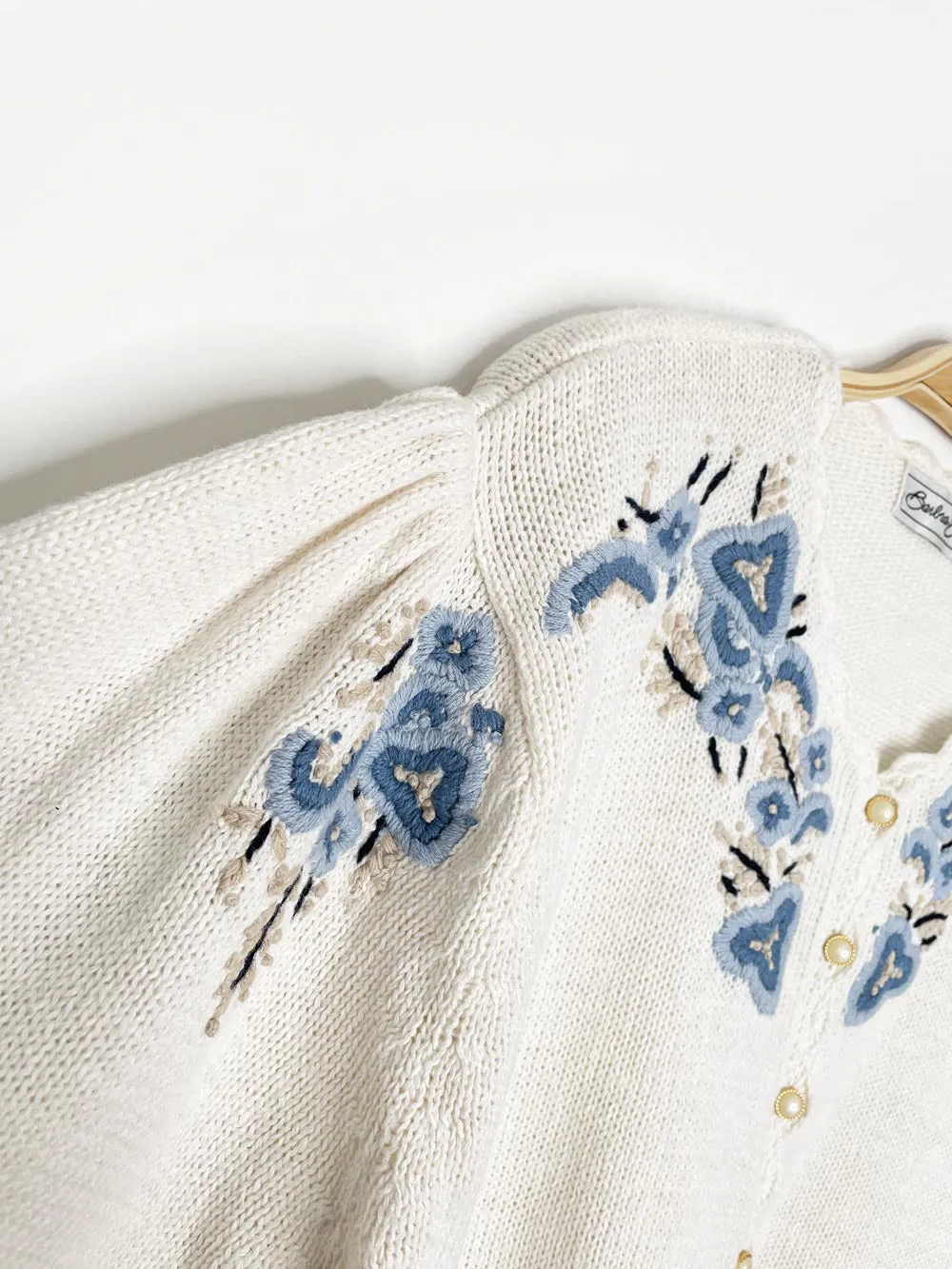 vintage 90s barbara sue flower embroidered knit cardigan sold by Good Market Thrift Store product image thumbnail 3