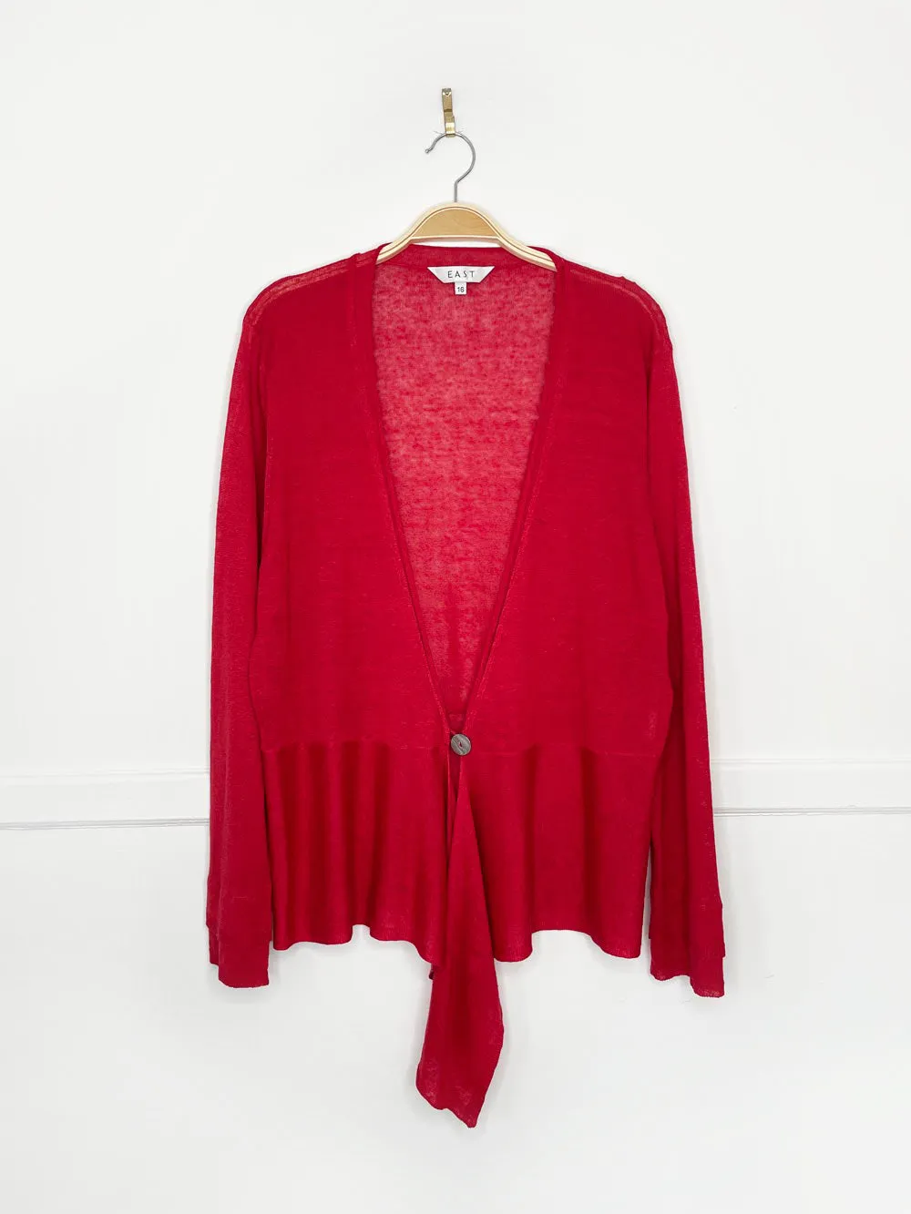 vintage 00s east linen-blend single button knit cardigan sold by Good Market Thrift Store