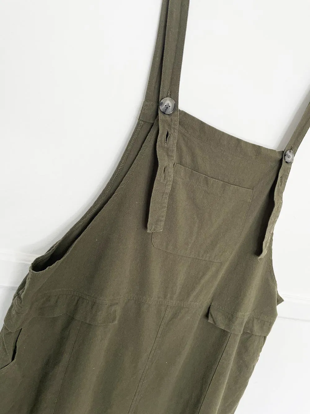 textured cotton relaxed boho overall jumpsuit sold by Good Market Thrift Store product image thumbnail 2